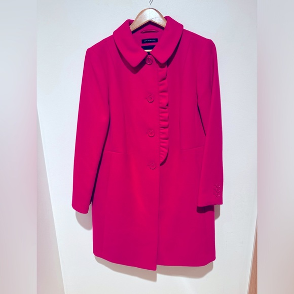 Vintage Talbots Pink Long Pea Coat Fabric Wooven in Italy Size Small - Picture 1 of 6